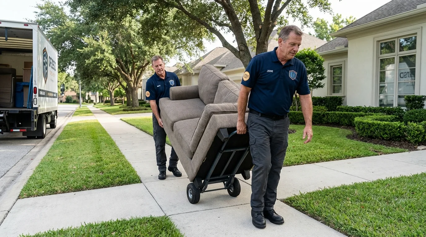 Local residential moving crew loading furniture in Rio, WI